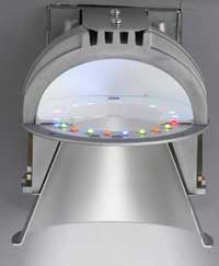 A patented integrating optic dome uniformly combines a circular array of LEDs, while a light-sensing feedback system continually adjusts each luminaire to factory-calibrated color standards