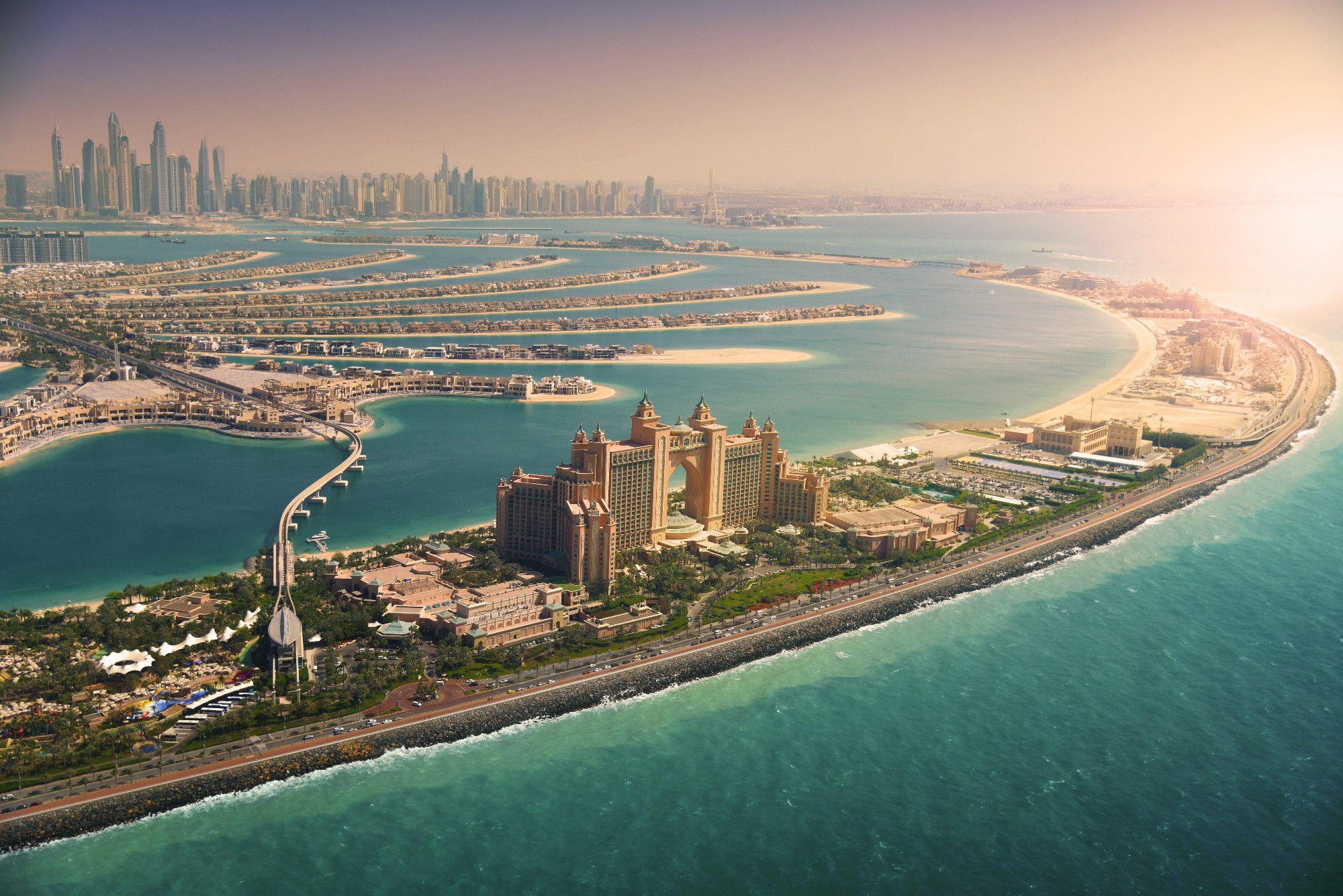 Palm Island at sunset, Dubai