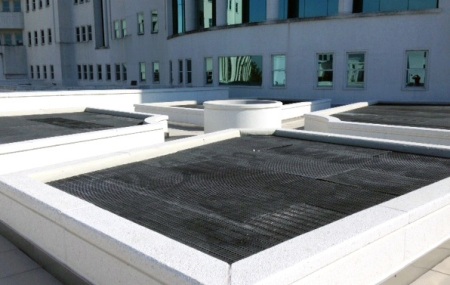 The support structures for the green roof on the Gordon Persons Building feature Strongwell materials