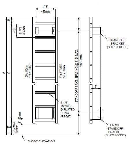 Standard Ladder with Large Standoff Wall Mount