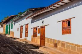 City of Barichara in Colombia. Constructions with rammed earth walls.
