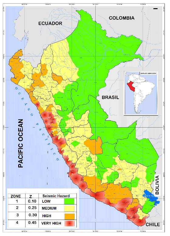 Seismic Map and Seismic Hazard of Peru.
