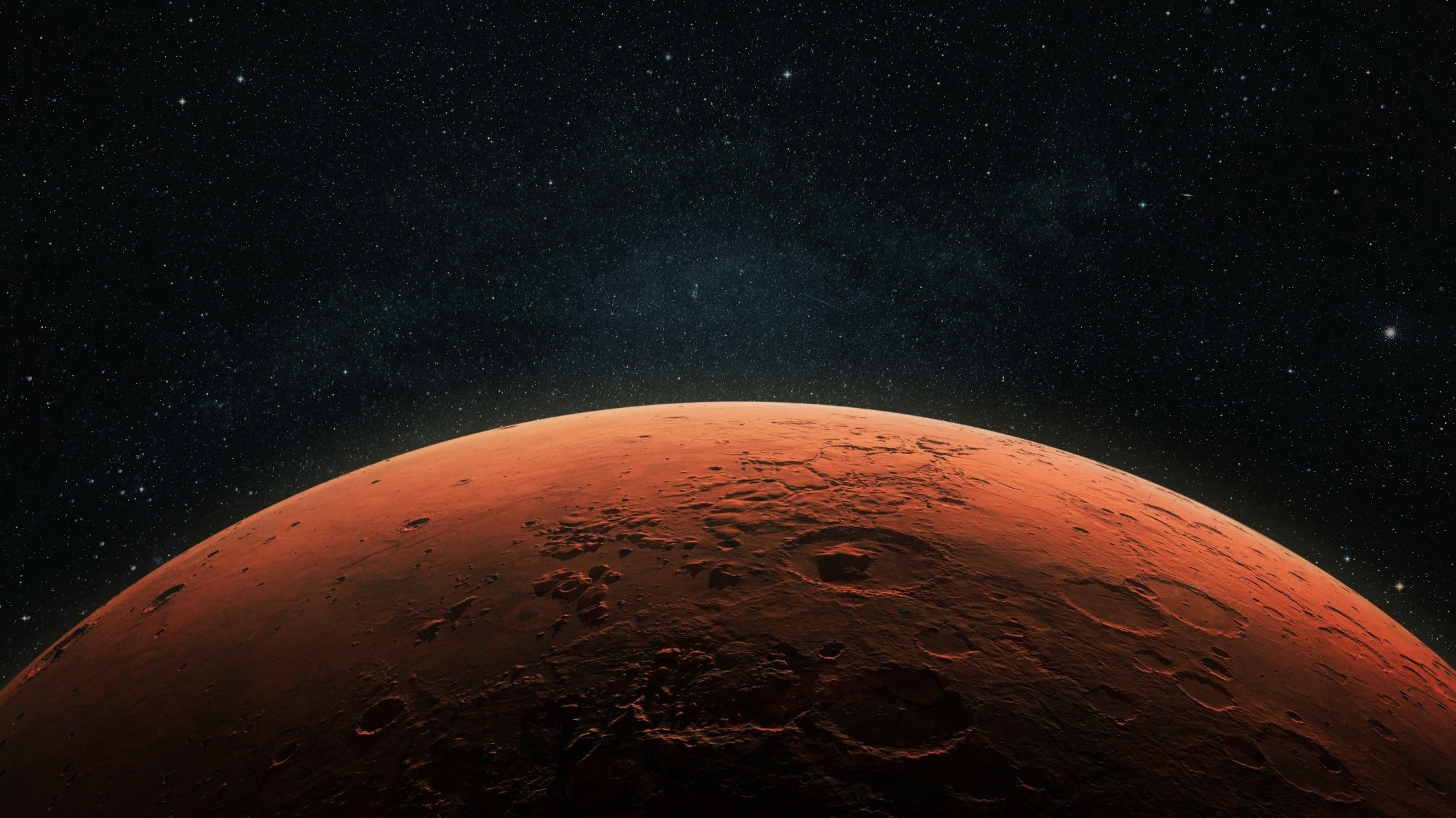 A close up of Mars, the red planet.