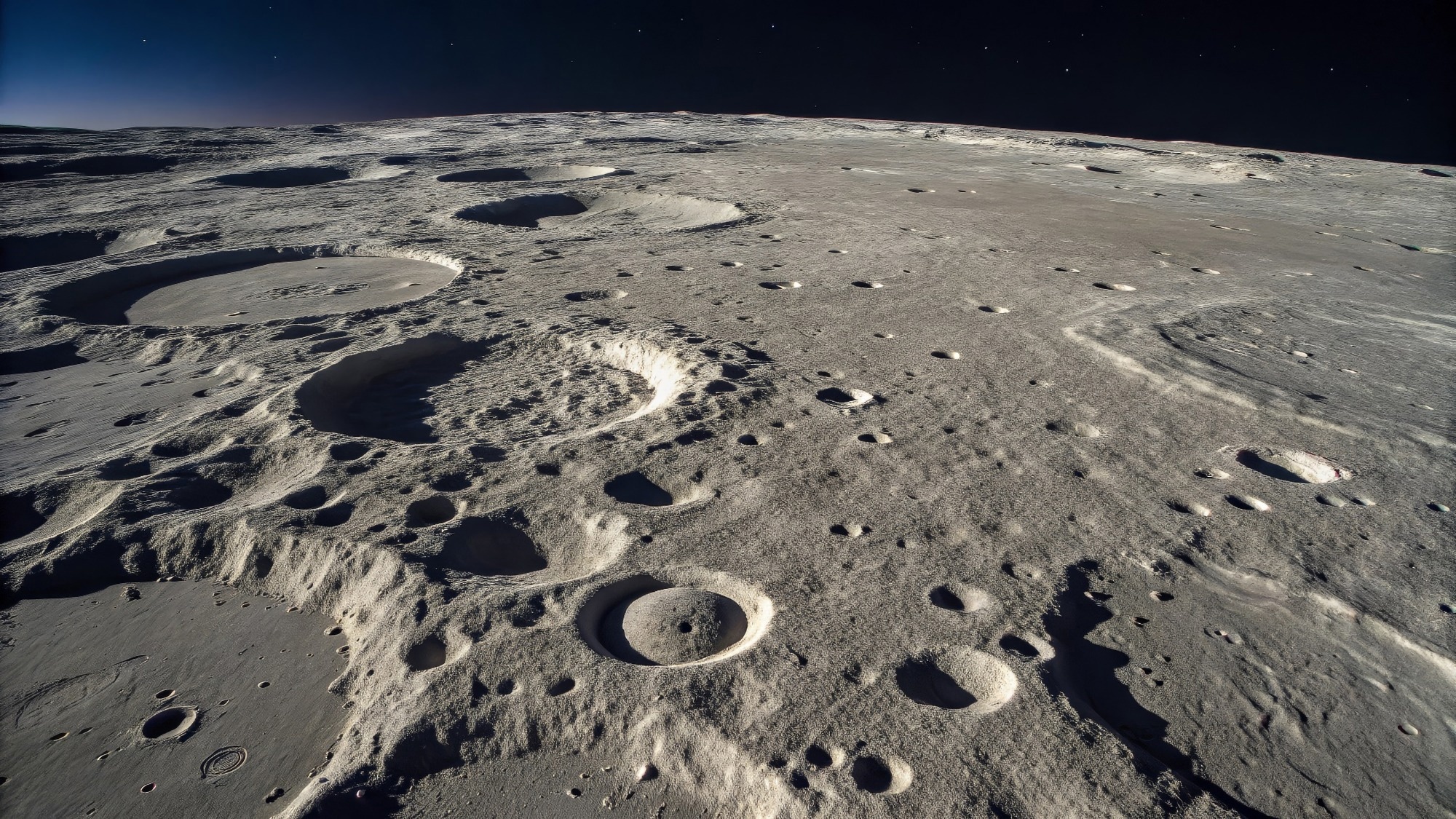 The surface of the moon, illustrated picture to represent regolith.