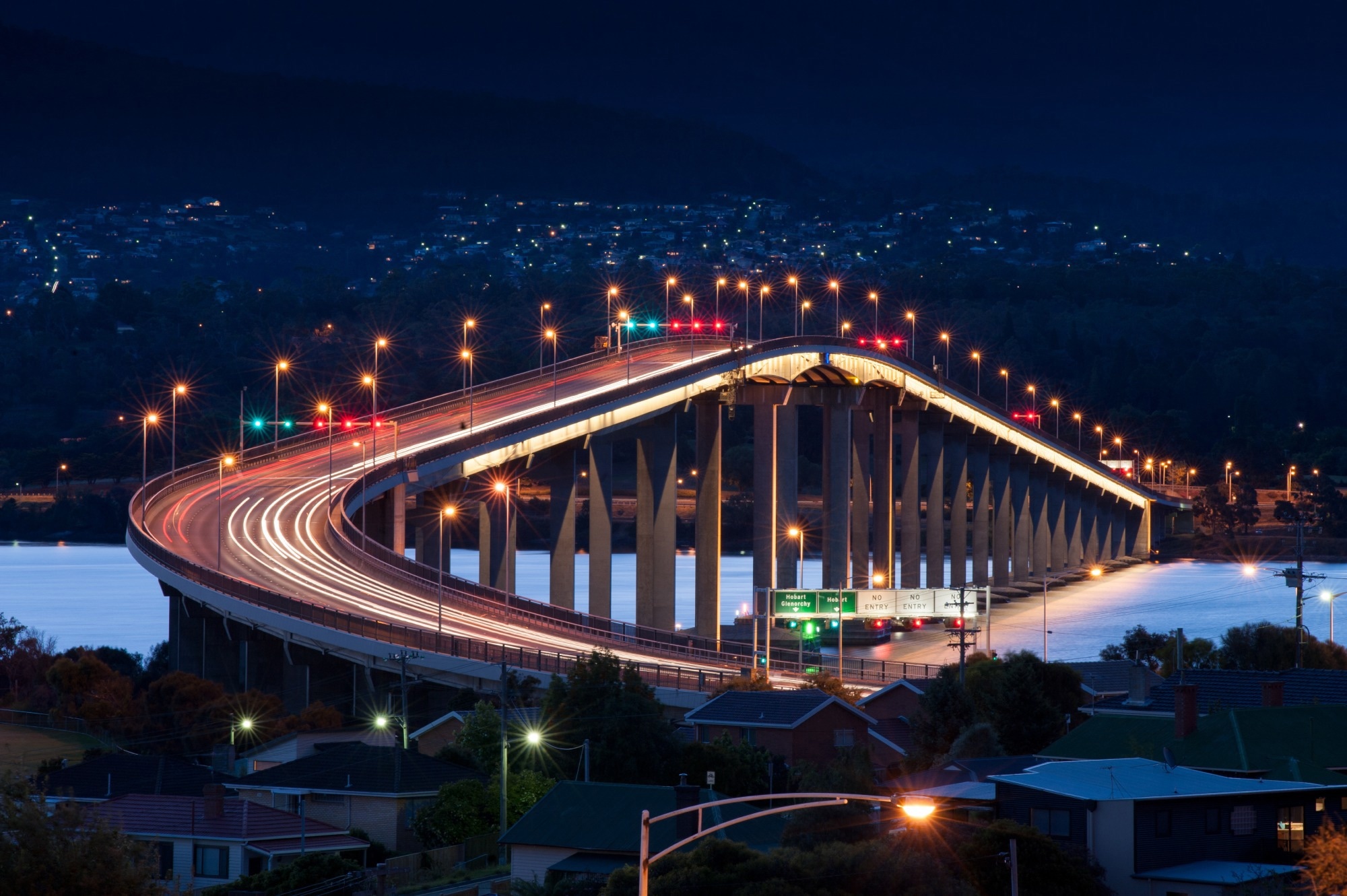 Tasman Bridge at night, Hobart, Australia