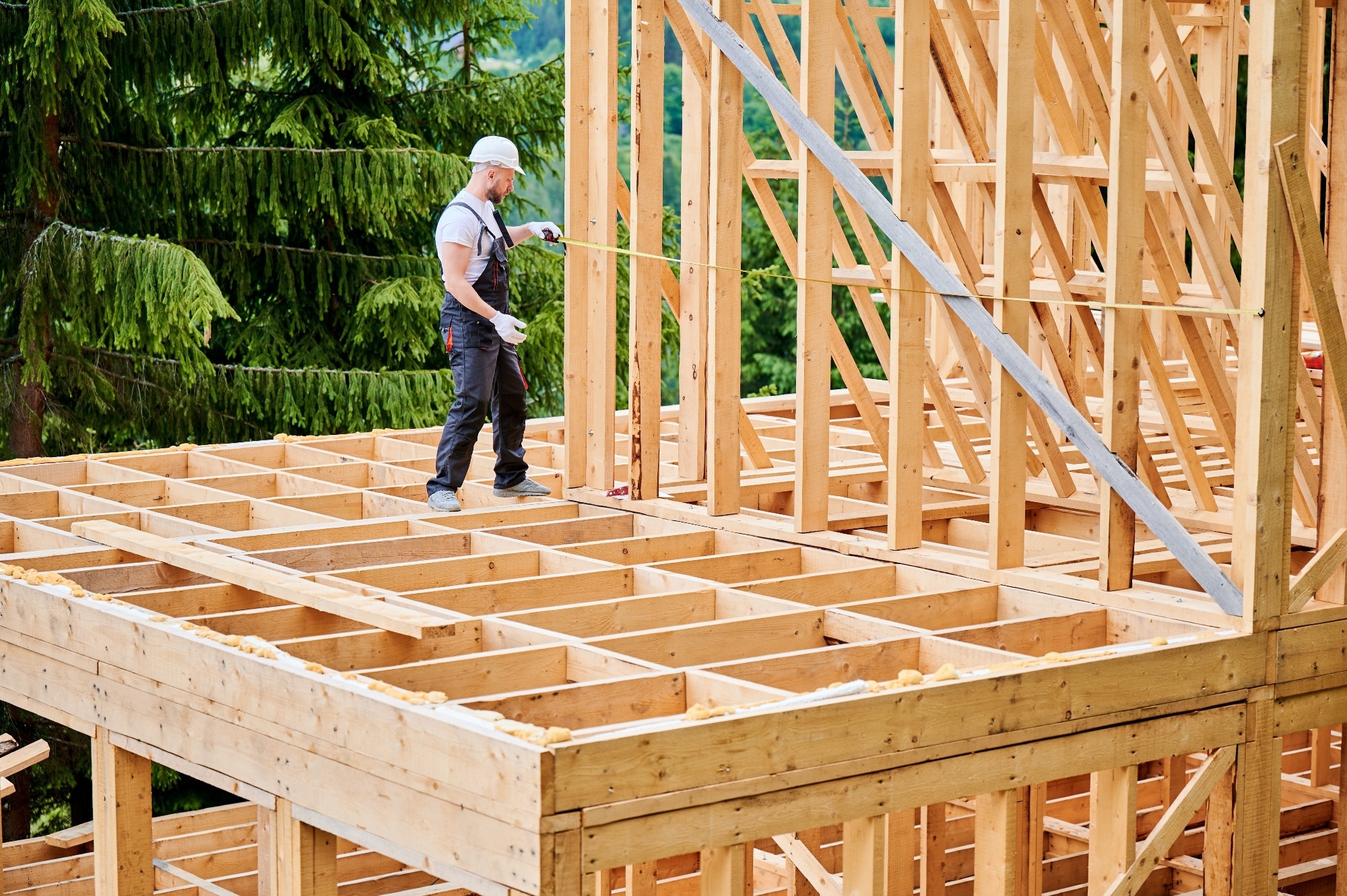 Concept of environmentally sound, modern timber construction.