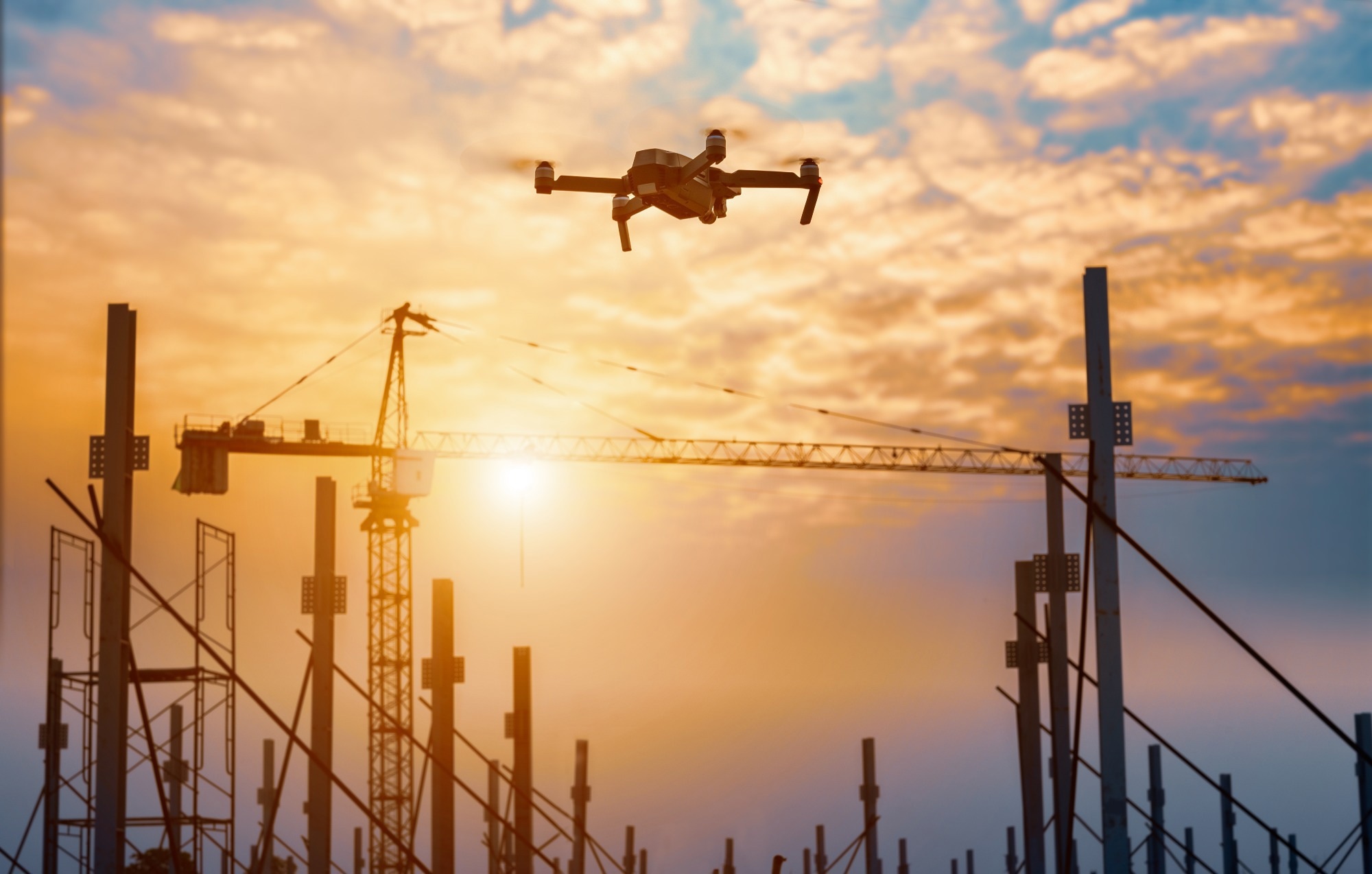 Drone over construction site