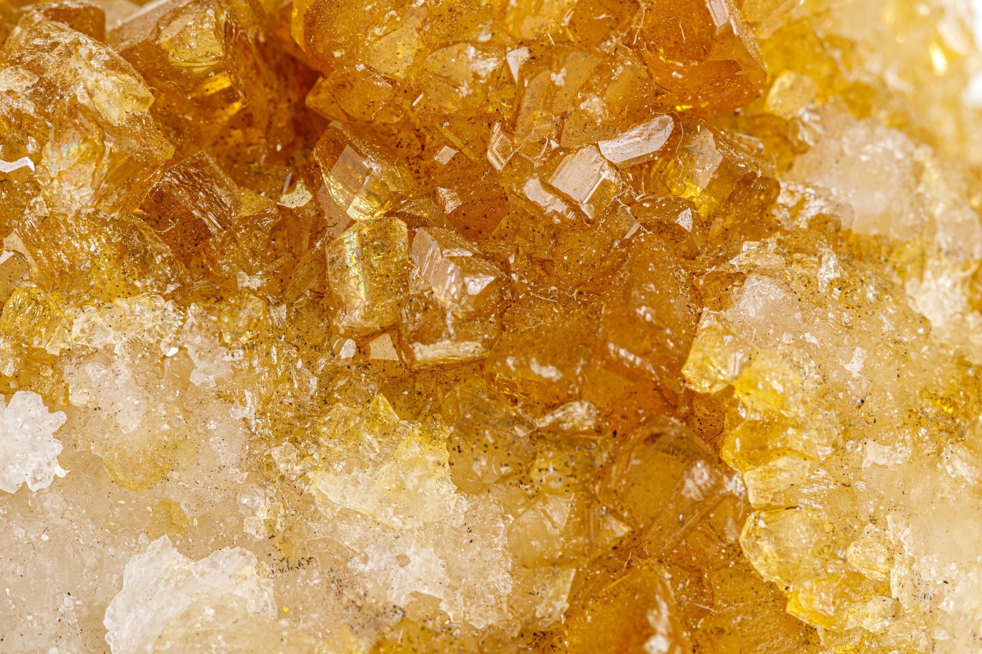 Macro stone Ettringite mineral on white background close up