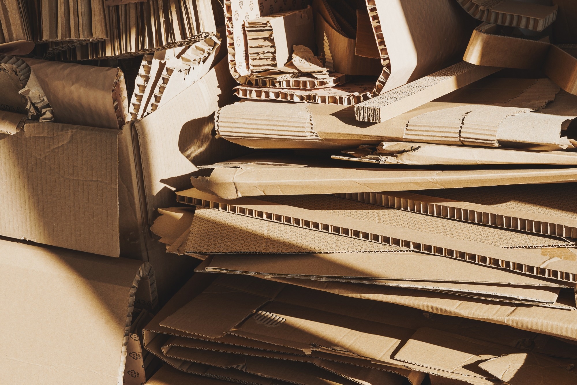 A pile of waste cardboard.