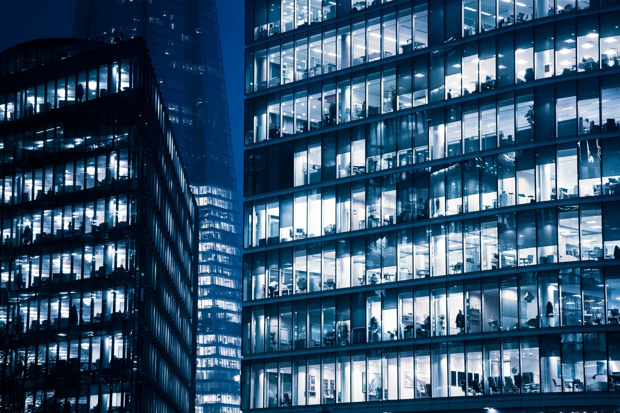 Windows of Skyscraper Business Office, Corporate building in London City, England, UK