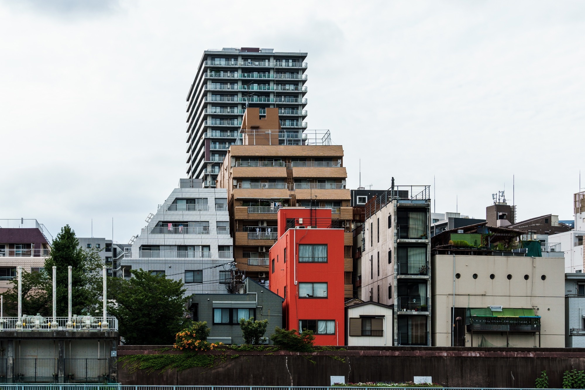 Tokyo, Japan, apartment blocks in the city edges.