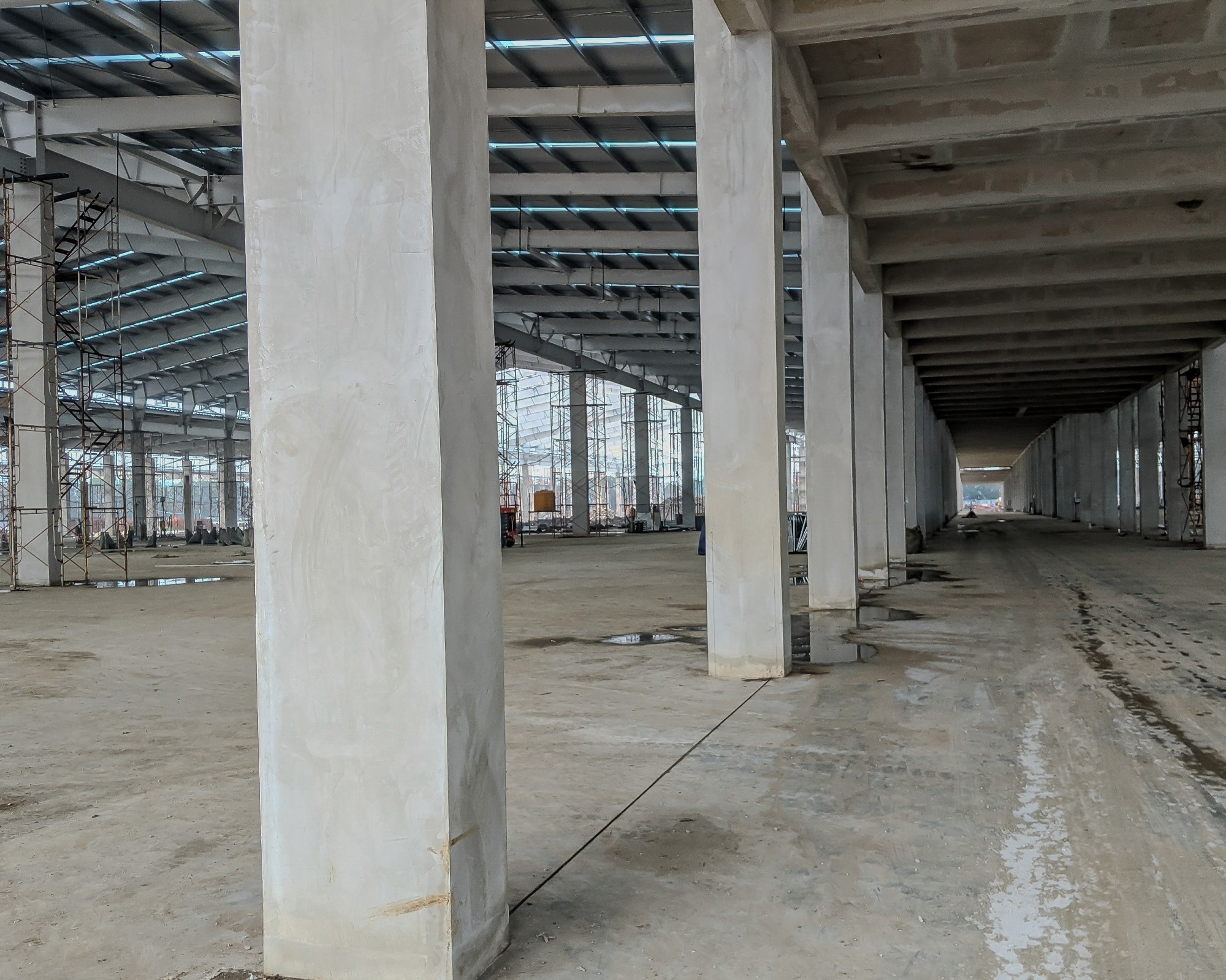 concrete columns in a building