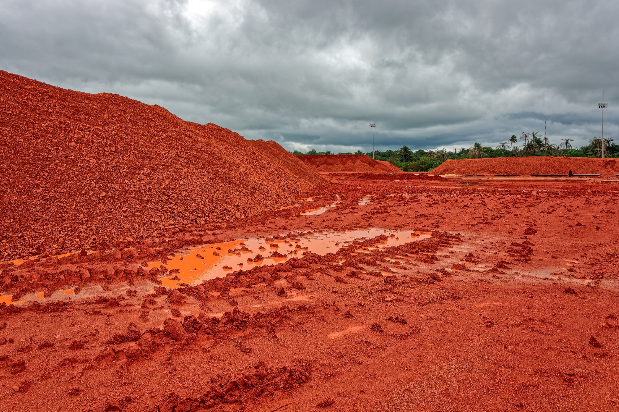 Red mud - toxic residue of aluminum production polluting the soil on huge area.