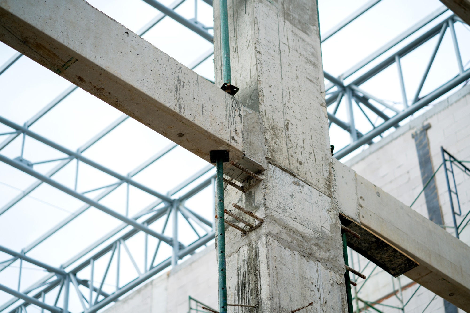 concrete column and beam construction site background