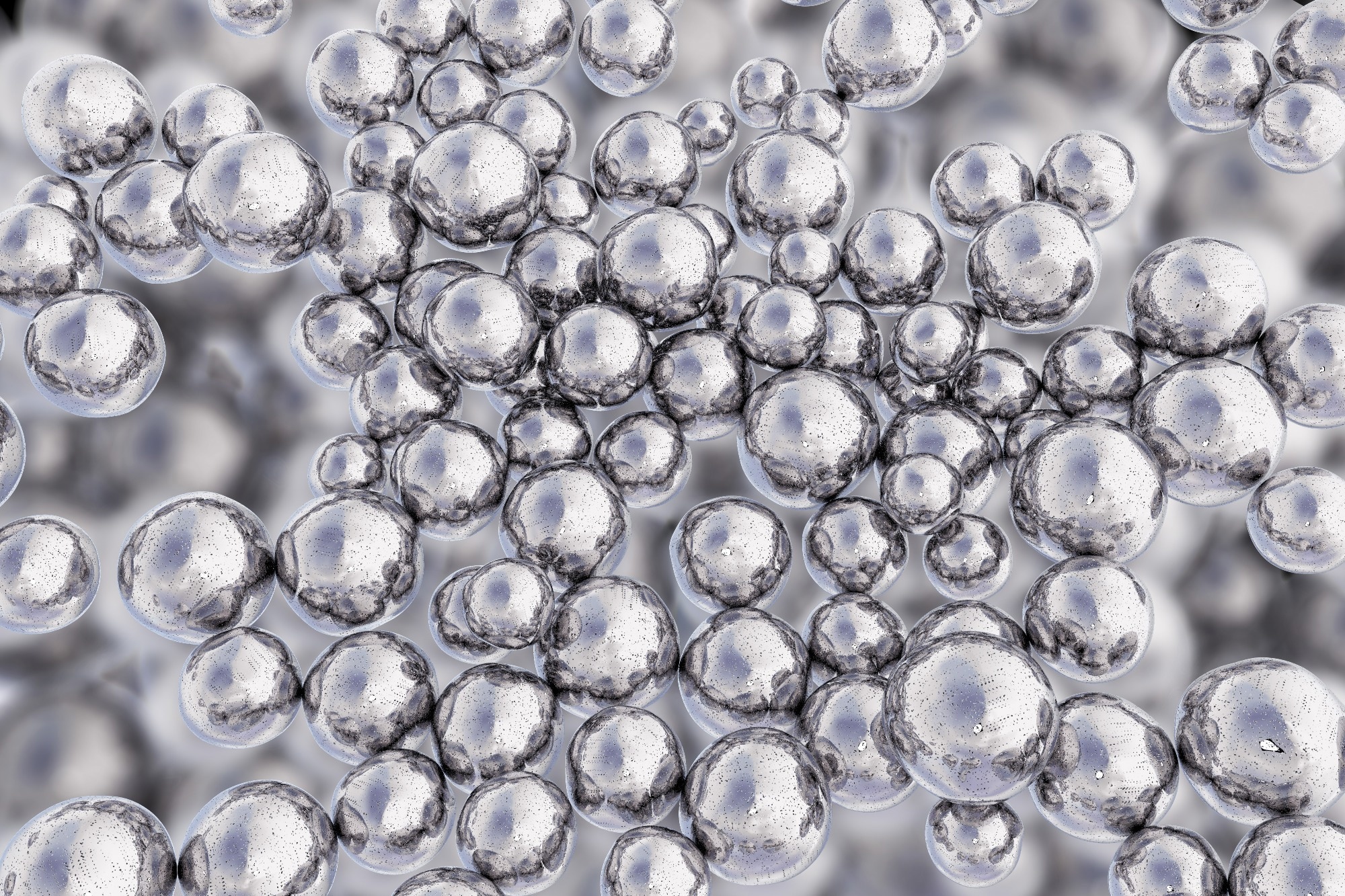 Silver nanoparticles. 3D illustration.