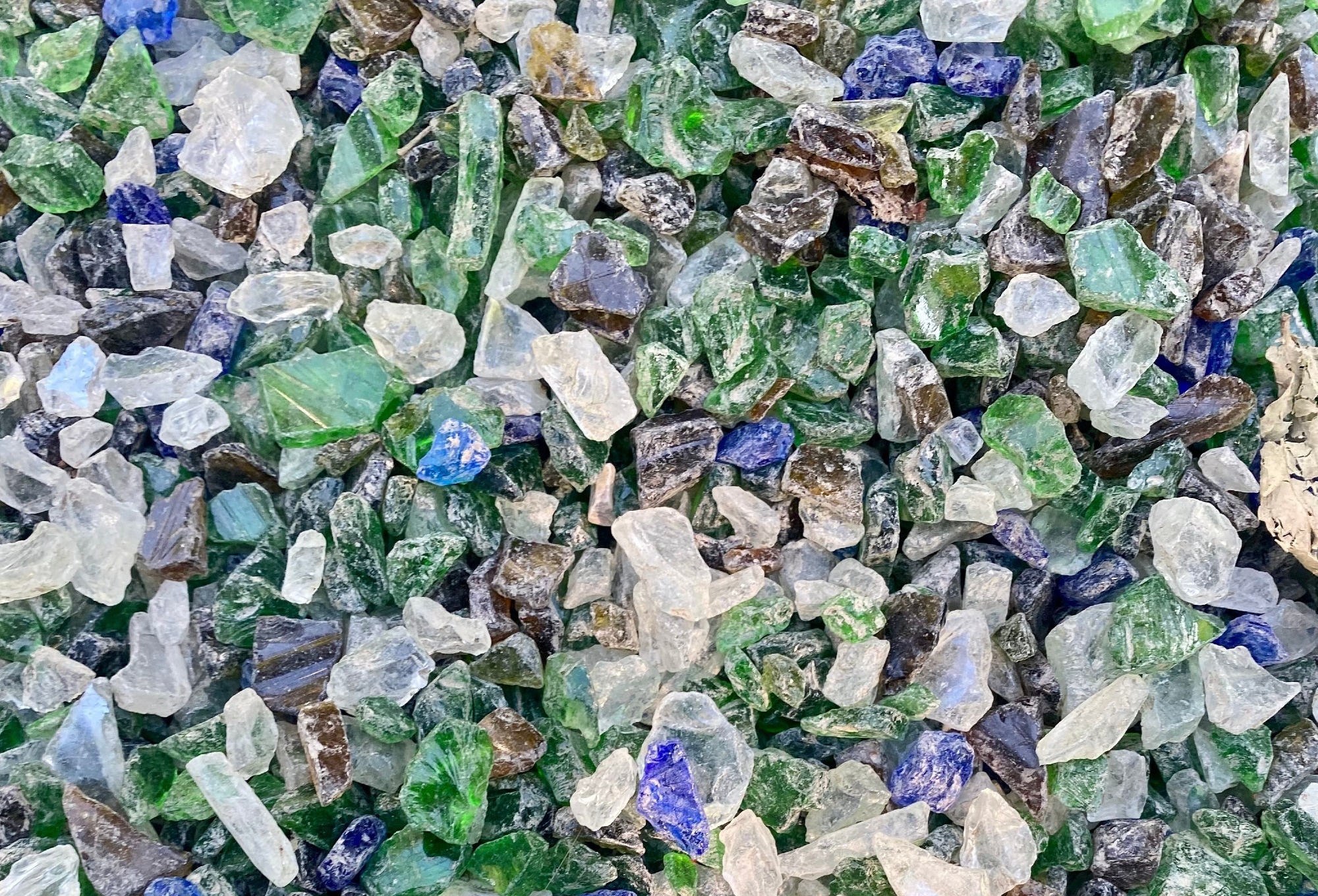Colorful recycled glass pieces