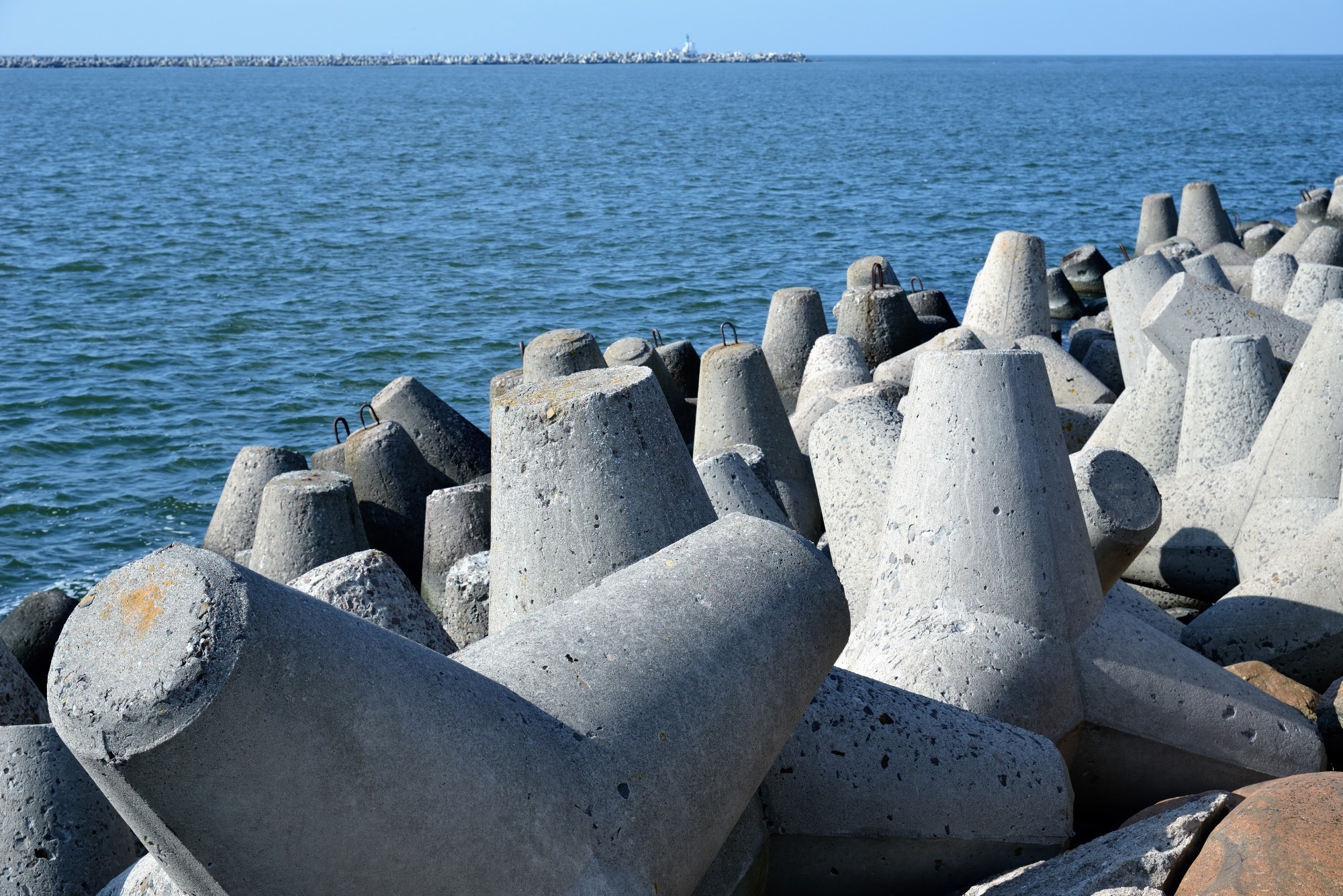 Concrete tetrapods at the sea coast